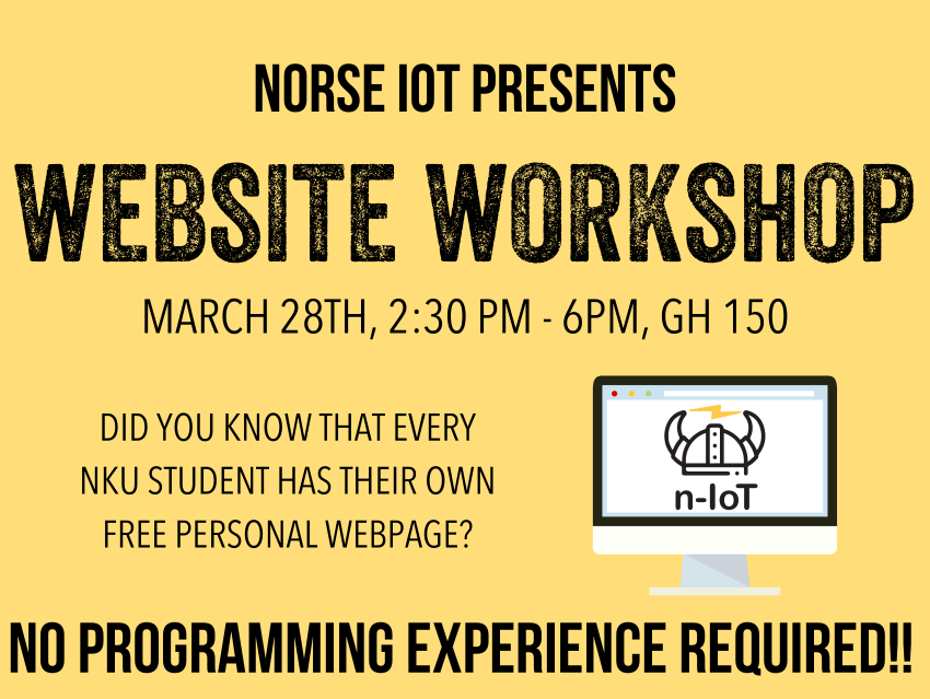 Flyer advertising the Website Workshop event.